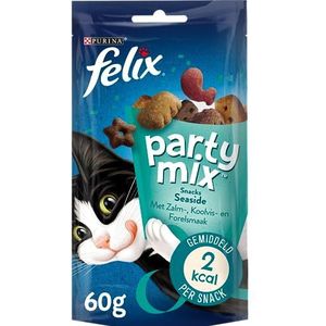 FELIX Party Mix - Seaside met Zalm, Forel Kattensnacks 60g (8 Portiezakje; 480g)