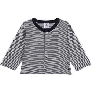 Petit Bateau Gebreid babyvest voor, blauw/wit, 12 Maanden
