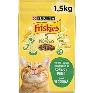 Purina Friskies voor volwassen katten met konijn, kip en groenten, 6 zakken à 1,5 kg