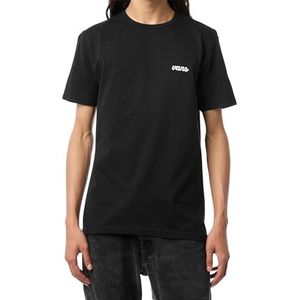 Vans Scripted SS T-shirt voor heren, zwart en wit, L, Zwart en Wit, L