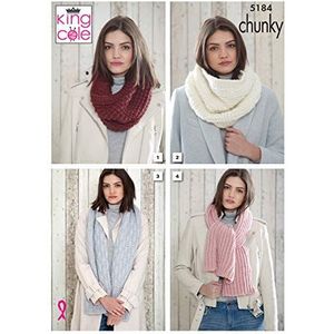 King Cole Dames Chunky Breipatroon Womens Winter Snoods & Sjaals (5184)