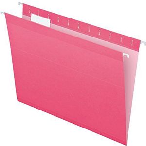 Pendaflex Versterkte hangende bestandsmappen, lettergrootte, roze, 1/5 knippen, 25/BX (4152 1/5 PIN)