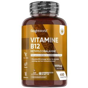 Vitamine B12 Tabletten - 450 vegan B12 tabletten 1000mcg - Meer dan 1 jaar voorraad - Helpt bij vermoeidheid en ondersteunt het energieniveau - Voorkom vitamine B12 tekort - Van WeightWorld