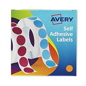Avery 24-608 Pakketten van Dot Stickers (19 mm Dia, 1120 Stickers) - Oranje, Blauw, Groen, Geel, Rood