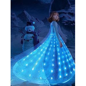 UPORPOR Magische led-kostuum, Frozen sjaal voor meisjes, fantasie, elsa, sneeuw, prinses, koningin, kostuum, Halloween, ijs, carnaval, Kerstmis, verjaardag, feest, cadeau, vriezer, meisjes, 100