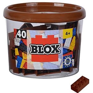 Blox, 40 bruine bouwstenen voor kinderen vanaf 3 jaar, 8 stenen, in blik, hoge kwaliteit, volledig compatibel met vele andere fabrikanten
