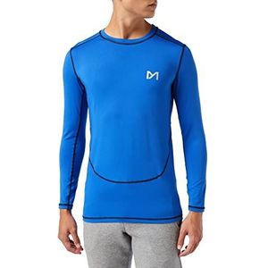 MEETYOO Mannen Compressie Basislaag Top Lange Mouw T-Shirt Sportuitrusting Fitness Panty voor Running Gym Workout, Blauw, XXL