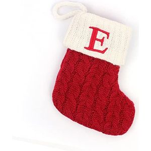 SUPERIXO Kerstkousen, kabel gebreide kousen geschenken snoep zakken rode kerstvakantie kousen letters E