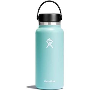 Hydro Flask W32BTS441 Waterfles van 946 ml Vacuüm Geïsoleerde Roestvrij Stalen Drinkfles met Lekvrije Flex Cap en Lusdop Dubbelwandige Herbruik bare Fles BPAvrij Brede Opening Blauw dauw