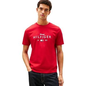 Tommy Hilfiger Mannen merk liefde grote Hilfiger TEE MW0MW41455 S/S T-Shirt, ROOD, XS, Rood (Medium Rood), XS
