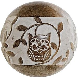 DKD decoratief figuur Home Decor bal uil mangohout (13 x 13 x 13 cm)