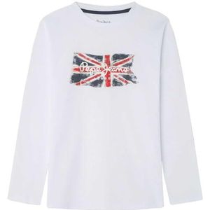 Pepe Jeans Klag Ls Jr T-shirt voor jongens, Wit (wit), 10 jaar