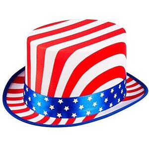 Boland 44963 - Hoed USA Deluxe, hoofdomvang ca. 56 - 61, hoed met sterren en strepen, Amerika, verkleedaccessoires voor carnaval en themafeest