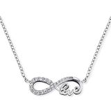 Engelsrufer Infinity ketting met hanger voor dames, 925 sterling zilver, bezet met 20 witte zirkonia, lengte 40 cm plus 4 cm