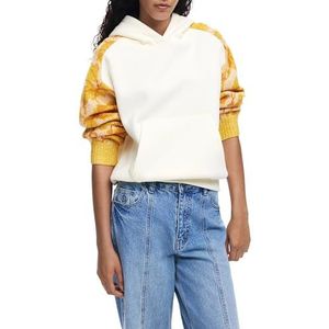 Desigual - Sweatshirt - Effen Kleur - Jacquard Mouwen - Kangoeroezak - Capuchon