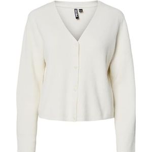 pieces - PCORA LS V-Neck Knit Cardigan - Cloud Dancer - Knoopsluiting