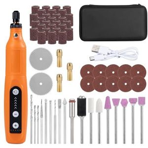 Multifunctioneel gereedschap met accu, met ledlicht, graveerapparaat met 3 versnellingen (5000-15.000 tpm), 3,7 V mini-boor met 58 accessoires voor boren, graveren, polijsten, slijpen, ontroesten