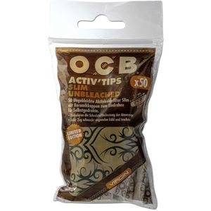 OCB Activ Tips SLIM ongebleekte actieve koolfilter Ø 7 mm, 50 filters Limited Edition