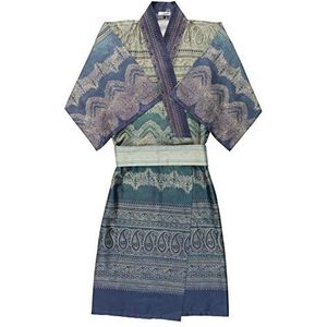 Bassetti BRUNELLESCHI kimono van 100% katoensatijn in de kleur groen V4, maat: L-XL - 9291755