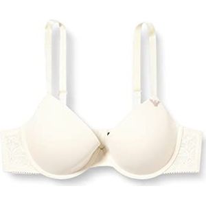 Emporio Armani Underwear Second Skin Microvezel & Lace Push Up Bra, Yogurt, 34D, yoghurt, D