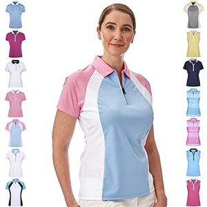 Under Par Dames Uplts1673 - Dames Zip Neck Panelled Polo Shirt