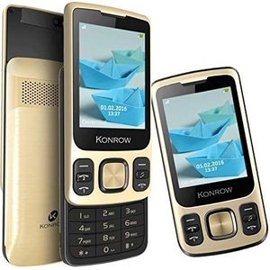Konrow Slider – telefoon – scherm 2,4 inch – dual sim – goud