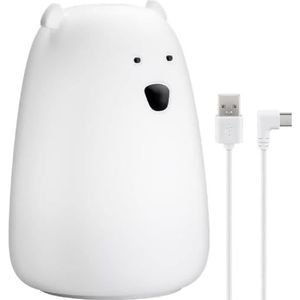 goobay 61647 Led-nachtlampje, ijsbeer, geschikt als slaaphulp, borstvoedingslicht en kinderkamerdecoratie, brandt in warm wit licht, 7 kleurveranderingen en 3 lichtmodi, wit