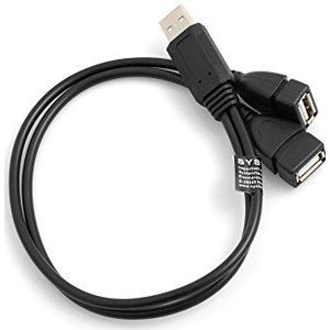 SYSTEM-S Y-kabel USB type A stekker naar 2 x USB type A bus Y-splitter adapter Single