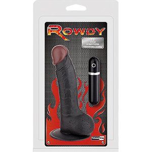 Rowdy by NMC - Realistische Dong with Scrotum 7,5 Inch - Penis Dildo met testikels - Vibratie 10-traps - zwart - 19 cm lang - Diameter: 40 mm