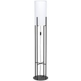 Eglo Glastonbury, 1-vlammige staande lamp, modern, staande lamp van staal en textiel, woonkamerlamp in zwart, wit, lamp met schakelaar, E27-fitting