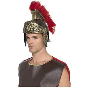 Smiffys 48407 Roman Spartan helm, goud en rood, eenheidsmaat