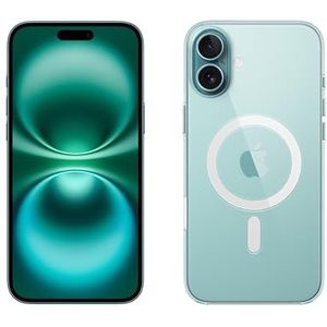 Apple iPhone 16 Plus (128 GB) - Blauwgroen + Doorzichtig hoesje met MagSafe