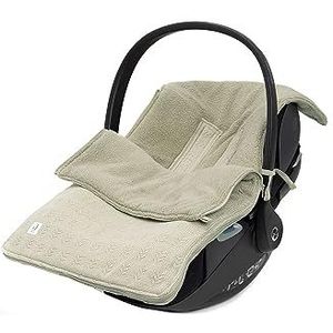 Jollein Voetenzak Grain Knit Olive Green - Voor Baby Autostoeltje Groep 0+ en Kinderwagen - Voor 3-Punts en 5-Punts Gordel - Gebreid patroon en fleece voering - Olijfgroen