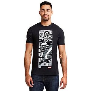 Marvel Captain America Vertical T-shirt voor heren, Zwart, L