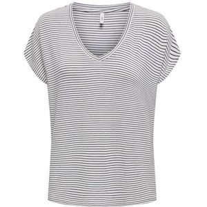 T-shirt - Gestreept - Jersey - V-hals - Kwartmouw - Losse Pasvorm