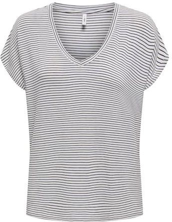 T-shirt - Gestreept - Jersey - V-hals - Kwartmouw - Losse Pasvorm