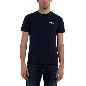 Replay Heren T-shirt korte mouwen met logo print, 085 Blauw, XS