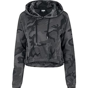 Urban Classics Damestrui met capuchon, camouflage, cropped hoodie, Dark Camo, S