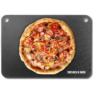 VEVOR Pizzastaal, 20 ""x 14"" x 3/8"" pizzastaalplaat voor oven, voorgekruide koolstofstaal pizzasteen met 20x hogere geleidbaarheid, zware roestvrije pizzapan voor buitengrill, binnenoven