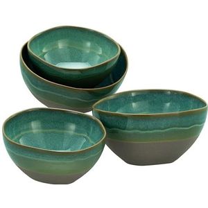 CreaTable, 19679, serie Basalt Bowls, olijf, 4-delige serviesset, bowl-set van aardewerk, 900 + 450 ml