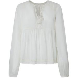 Pepe Jeans Brianna Blouse voor dames, Wit (Mousse wit), L