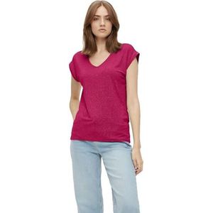 PIECES - PCBillo - T-shirt - Grenadine/Zwart - V-hals - Losse Pasvorm