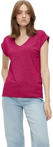 PIECES - PCBillo - T-shirt - Grenadine/Zwart - V-hals - Losse Pasvorm