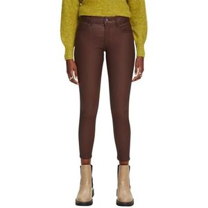 ESPRIT Gecoate broek met smalle pijpen en gemiddelde taillehoogte, bruin, 29W / 32L