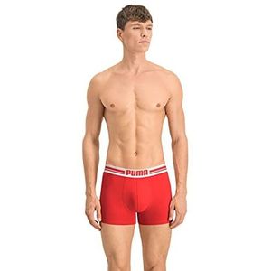 PUMA Heren Placed Logo Boxers Boxershort (2 stuks), rood/zwart., S