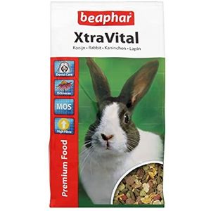 beaphar XtraVital konijnenvoer, uitgebalanceerd konijnenvoer, met tandverzorgende eigenschappen, laag vetgehalte, met echinacea en alfalfa, 1 kg