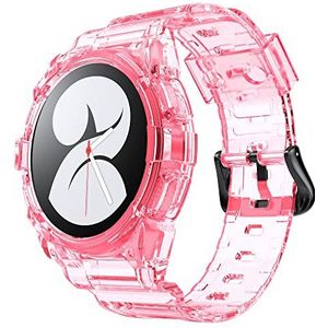 System-S Hoes en armband 40 mm TPU voor Samsung Galaxy Watch 5 4 Smartwatch in roze, Transparant roze, Eine Grösse