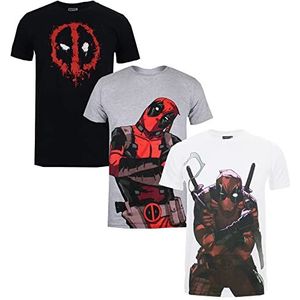 Marvel Heren Deadpool Pack een T-shirt (Pack van 3), Meerkleurig, M
