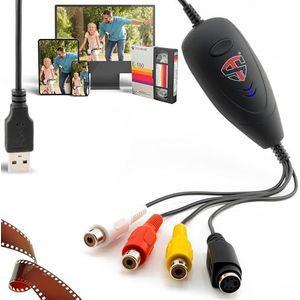TechSide Video Grabber 2025: VHS to Digital Converter USB 2.0 voor VHS, Hi8 en Videorecorder – Compatibel met Windows 11/10, Nieuwe Software voor Digitaliseren en Opslaan als MP4