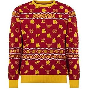 GIL Kersttrui 2022 AS Rom, rood en geel, extra klein, uniseks volwassenen, rood en geel.